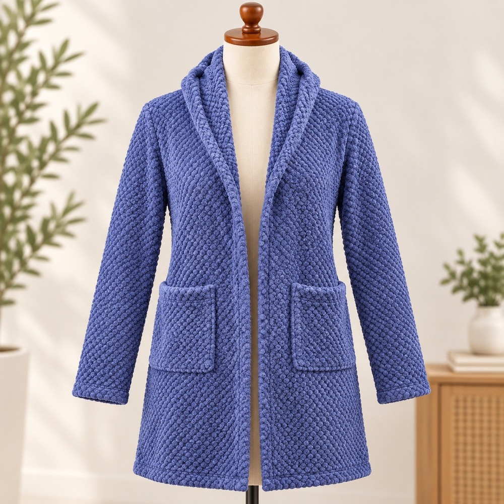 Cotton On Body Luxe Plush Gown Womens Purple Hooded Popcorn Knit Bathrobe